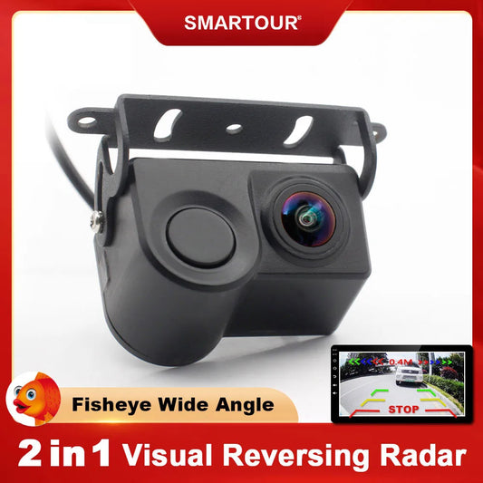 Sensor de radar de reversa con detector y visión nocturna, accesorio universal para automóvil, impermeable, luz 2 en 1, mini alarma y cámara de visión trasera.