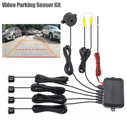 Kit de sensores de estacionamiento con video, asistencia de radar de reversa para automóvil, monitor digital, alerta con zumbador y alarma.