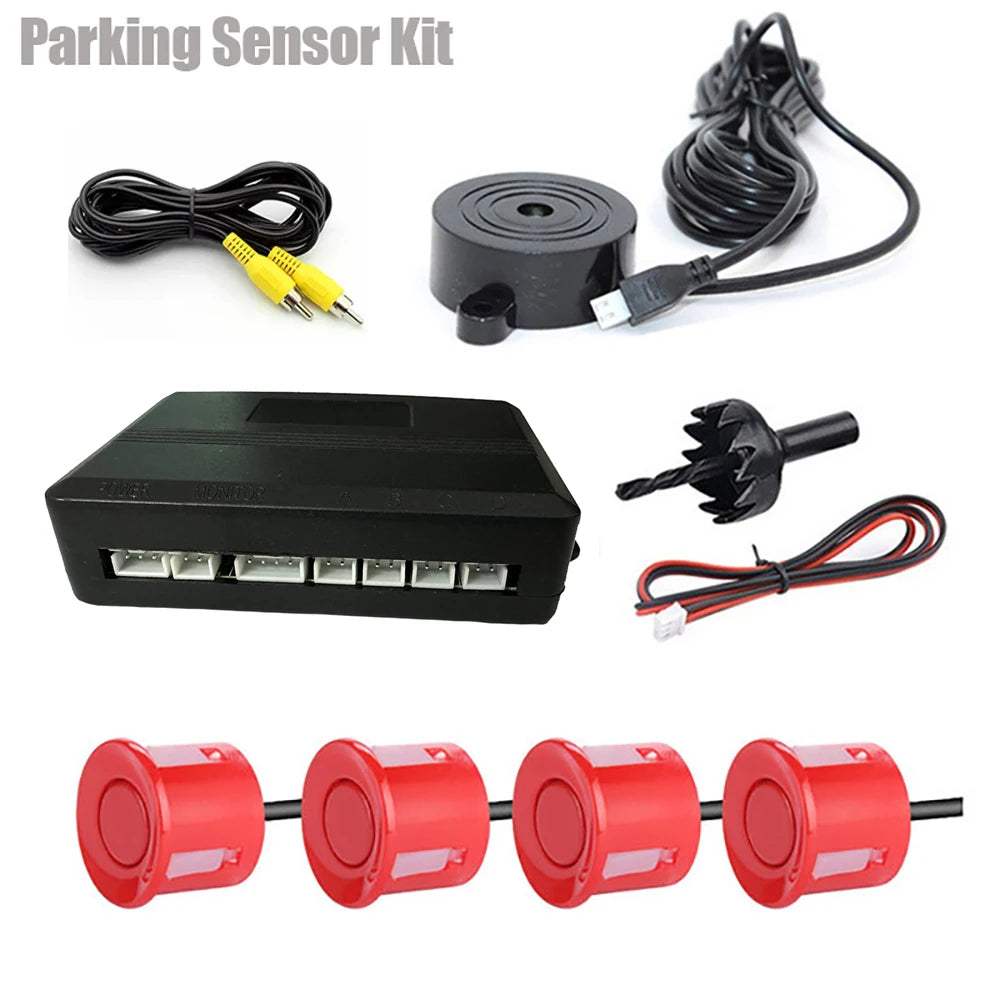 Kit de sensores de estacionamiento con video, asistencia de radar de reversa para automóvil, monitor digital, alerta con zumbador y alarma.