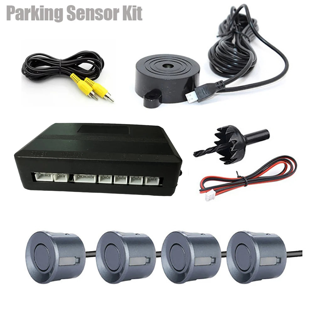 Kit de sensores de estacionamiento con video, asistencia de radar de reversa para automóvil, monitor digital, alerta con zumbador y alarma.